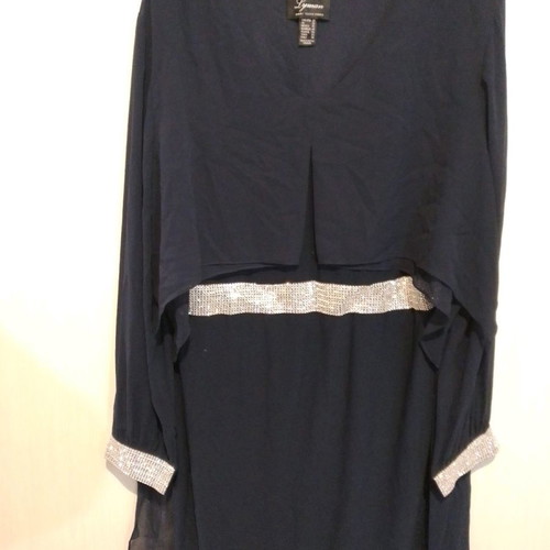 Frank Lyman evening dress with rhinestones used, blue, size L