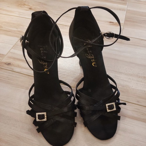 Latin dance shoes like new, black with silver details, heel height 8 cm