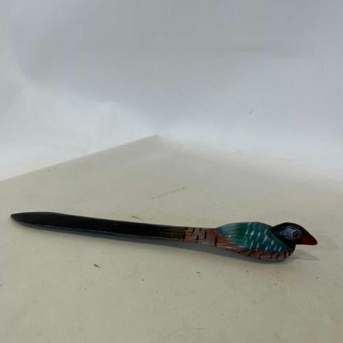 Vintage wooden handmade letter opener shaped like a duck 18cm used