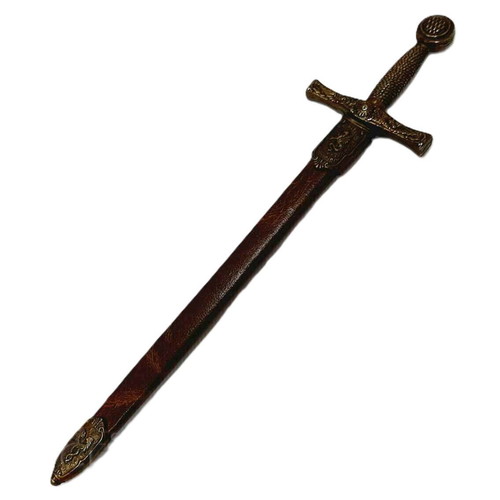 Antique King Arthur Letter Opener sword like new, bronze steel leather