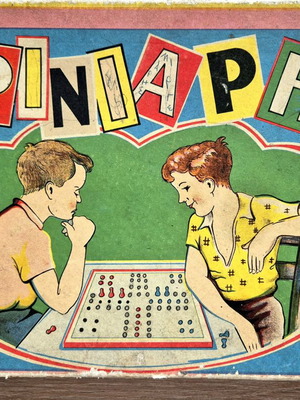 Επιτραπέζιο Γκρινιάρης μεταχειρισμένο, ξύλινα πιόνια, δεκαετία 60