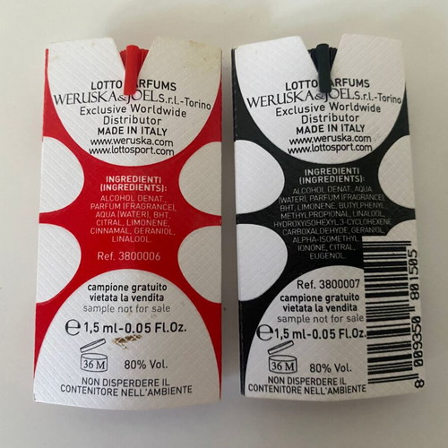 Lotto perfume samples new, tester eau de toilette set of 2