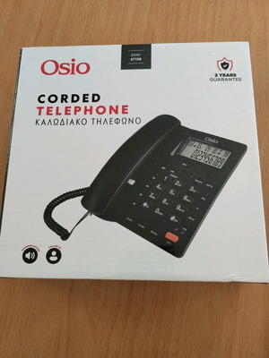 Τηλέφωνο καλωδιακό καινούργιο, μαύρο, ενσύρματο