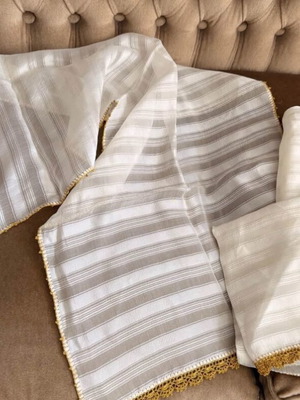 Set of Semen table linens with gold lace trim