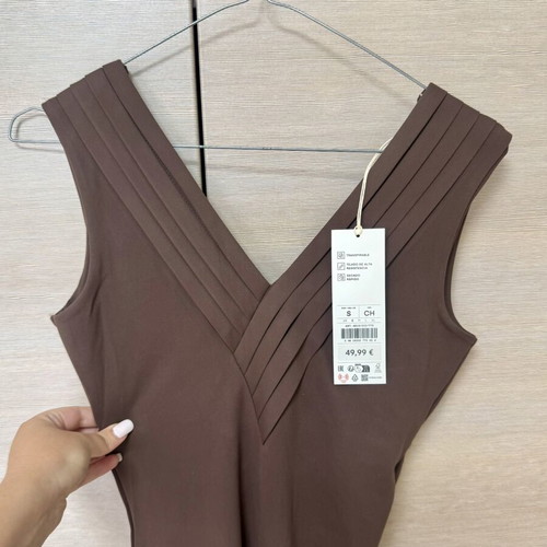 Oysho Comfortlux compression jumpsuit with V open back, size S