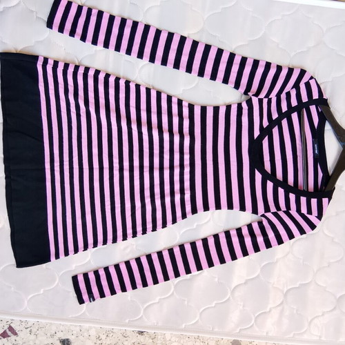 Denny Rose long-sleeve dress, black and pink, size XS-S
