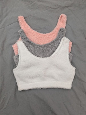 Fur Bustiers Medium 3 pieces like new, pink/gray/white