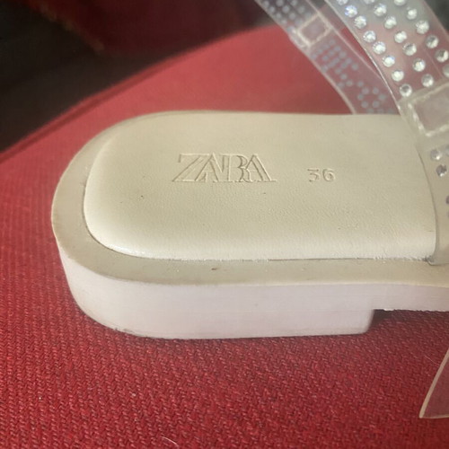 Zara flat sandals for girls with rhinestone bows, size 36