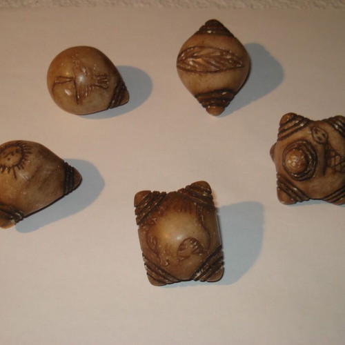 Chumpi carved natural stone used, set of 5 from Peru for ceremonies