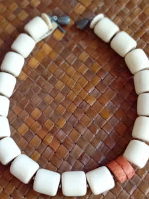 Ethnic statement necklace with natural bone and sponge coral
