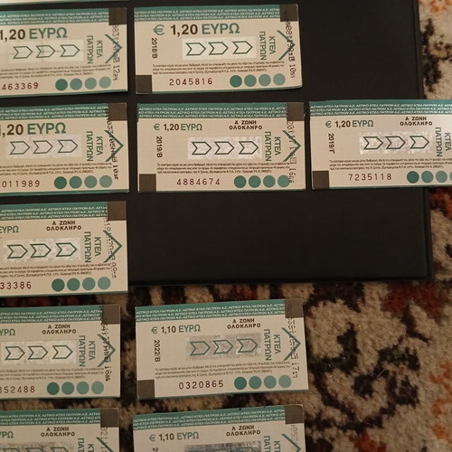 Patra Bus Tickets used, pack of 20, canceled