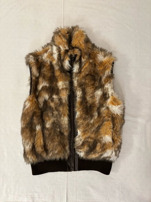 Biston faux fur vest size M like new brown orange