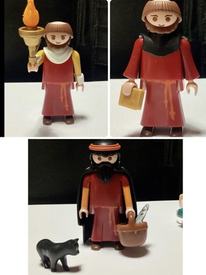 Playmobil 3 custom monks figures like new