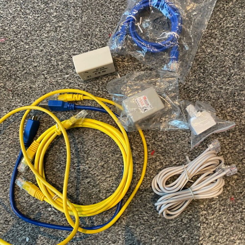 Set of ADSL splitters cables and wires for internet and telephone new