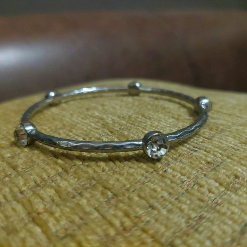 Silver bracelets set of 3 like new with stones and glitter