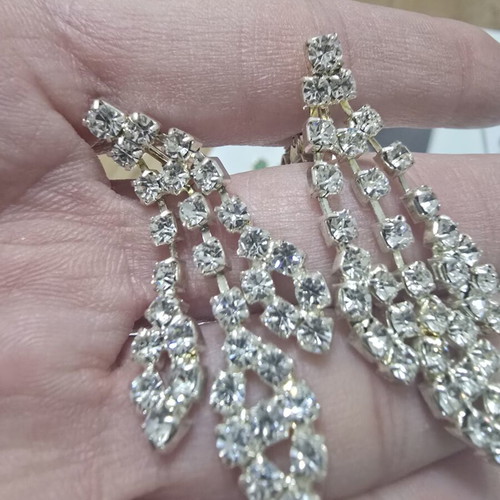 Vintage chandelier screw-back clip earrings with rhinestones