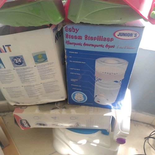 Baby carrier steriliser, table and children's potty used