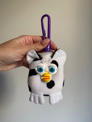 Vintage Furby white-black plush keychain clip McDonald’s 2001 used