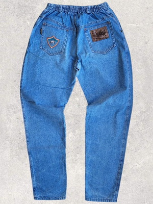 90s High Waist Jeans τζιν μεταχειρισμένα, μέγεθος 40, μπλε πολύχρωμα