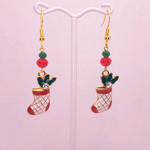 Handmade Christmas earrings new with crystals