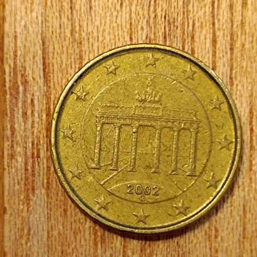 Germany 10 cent 2002 G used with double strike error