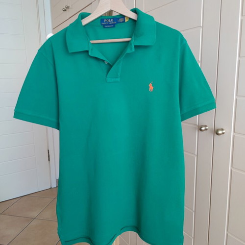 Ralph Lauren men's polo shirt green, custom slim fit, like new, size L