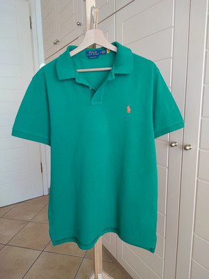 Ralph Lauren men's polo shirt green, custom slim fit, like new, size L