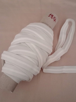 White flat elastic 2cm new, 19.5 meters with cord