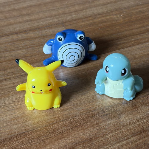 Pokemon figures used, pack of 3 Pikachu, Poliwhirl, Squirtle