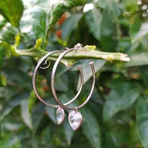 Silver 925 hoop earrings like new with crystal details