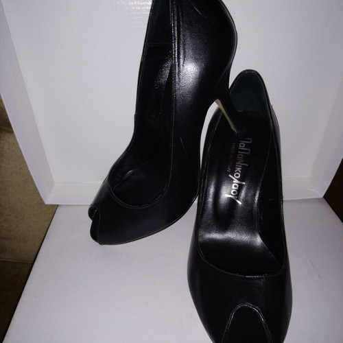 Papnikolaou leather peep-toe shoe used, size 36, black