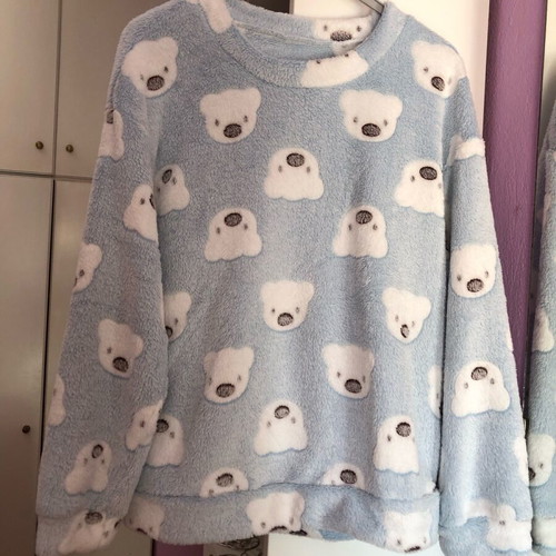 Shein fleece pajamas new, blue with bears