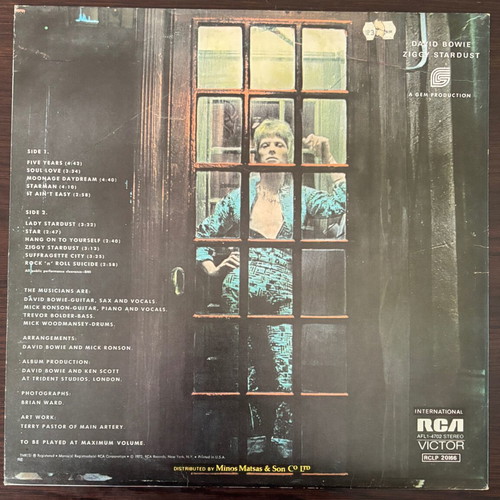 David Bowie The Rise and Fall of Ziggy Stardust vinyl LP like new, rock