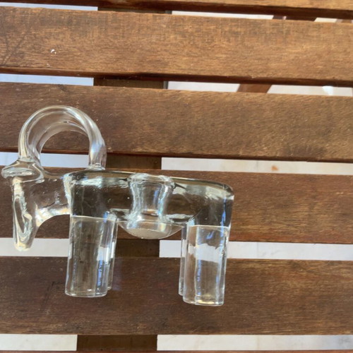 KOSTA BODA crystal ram candleholder/sculpture, Bertil Vallien Zoo Series 1970s/80s