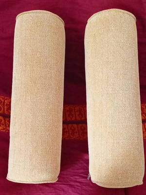 Cylindrical sofa pillows like new, set of two with square pillowcase gift
