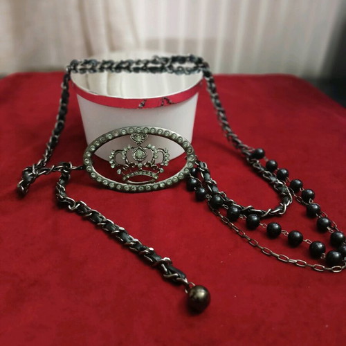 Denny Rose belt used with rhinestone crown and adjustable chain with pearls