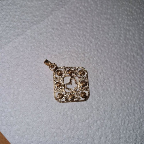 Fwo bead for necklace butterfly with rhinestones new gold-colored