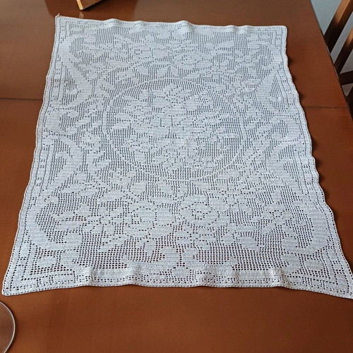 Handmade knitted beige motif new, 54×72.5 cm
