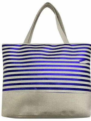 Striped metallic beach bag new 45x34x10cm