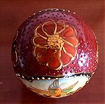  Vintage χειροποίητο αυγό πορσελάνης στυλ satsuma made in china, ύψους 10εκ, με βάση.