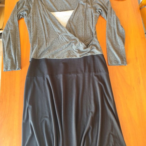 Long Sleeve Dress with Draped Bust, A Line, used, grey-black