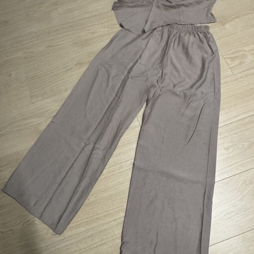 VG Styline Set with Strapless Top and Wide-Leg Pants, New, Grey