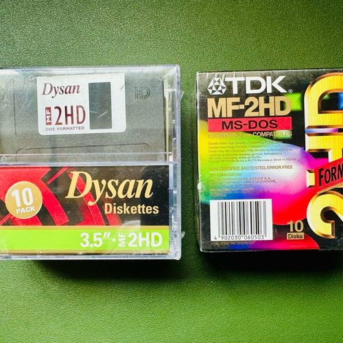 Computer floppy disks new, 2 packs of 10, TDK and Dysan 3.5" MF 2HD