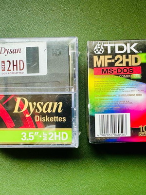 Computer floppy disks new, 2 packs of 10, TDK and Dysan 3.5" MF 2HD