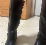 Μπότες Zara δερμάτινες μεταχειρισμένες, μέγεθος 38, μαύρες