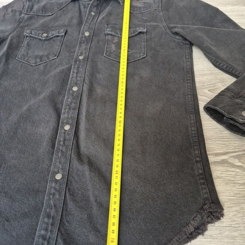 Zara Man Distressed Denim Shirt Relaxed Fit Size S like new