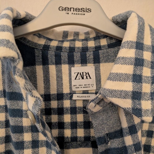 Zara shirt used, size L, white and blue