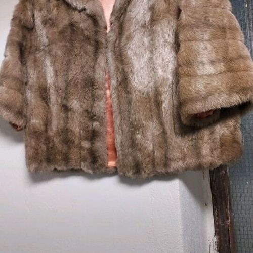Eco fur coat new, beige, size M/L