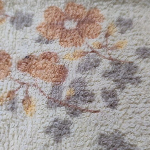 Cotton kitchen towel like new, yellow with flowers 31x63cm