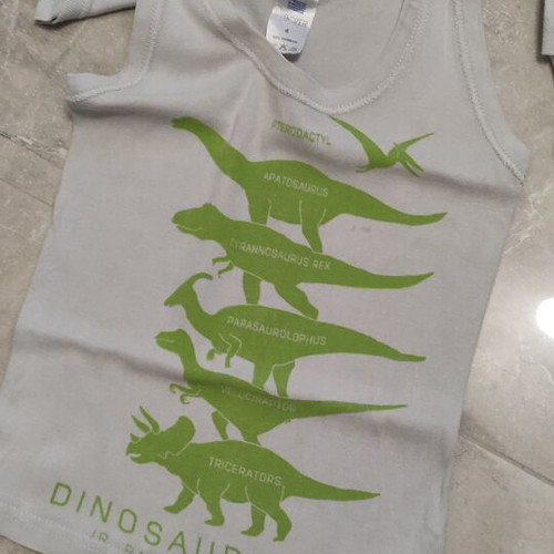 Boys' tank tops used, size 104 cm, dinosaur prints, pack of 9